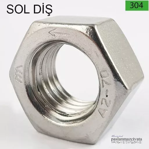 DIN 934 S PASLANMAZ SOL DİŞ SOMUN