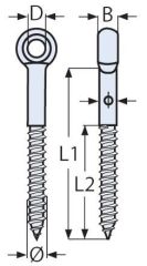 6 – 12 mm Paslanmaz Gözlü Ağaç Vidası A4 (316)