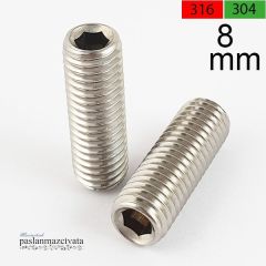 8mm Paslanmaz Setskur  DIN916 A2 AISI 304 KALİTE - 8x35