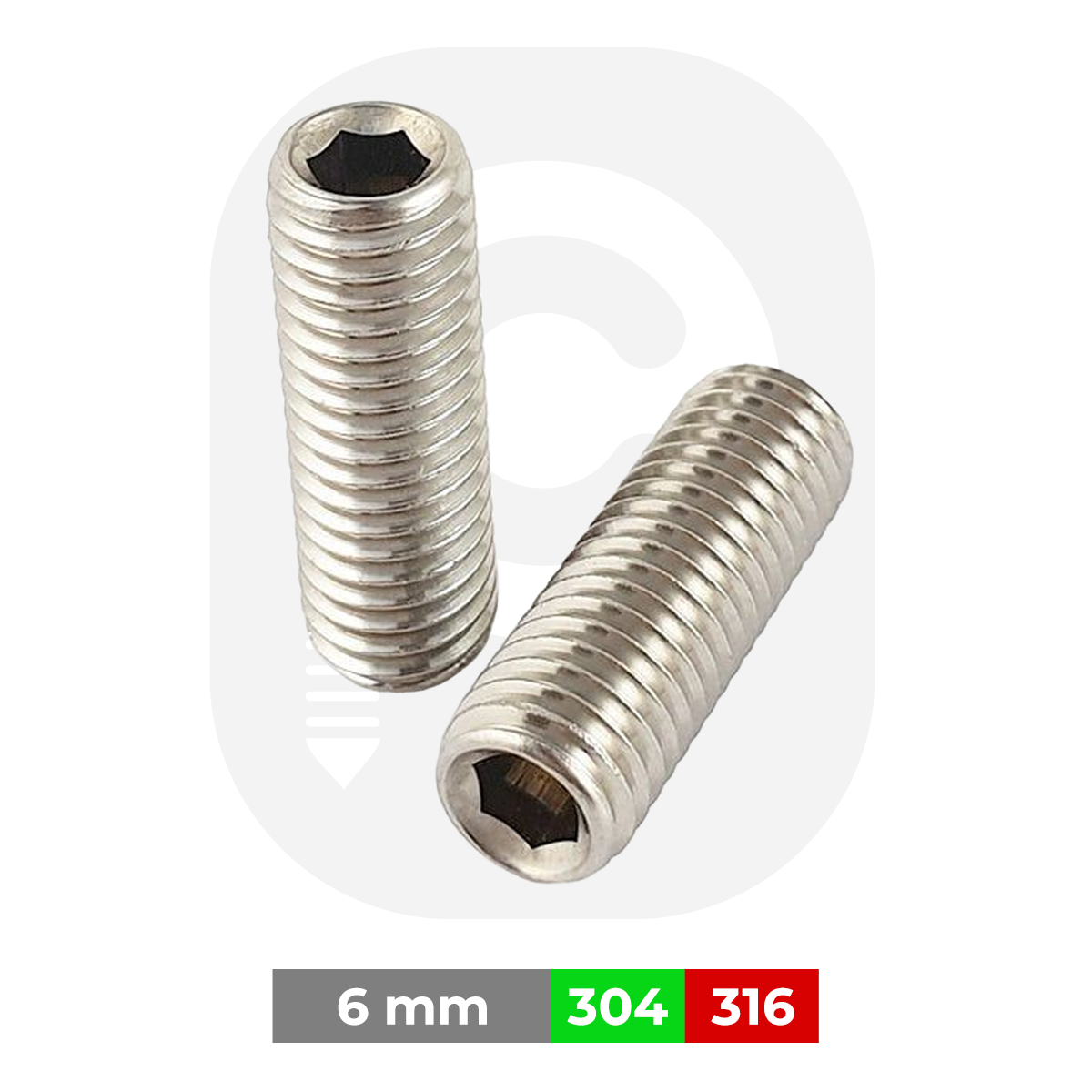 M6 Paslanmaz Setskur  (DIN916) A4 AISI 316 KALİTE - 6x16