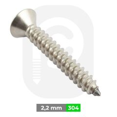2,2 mm Paslanmaz Saç Vidası YHB A2 (DIN 7982) 2,2x6,5