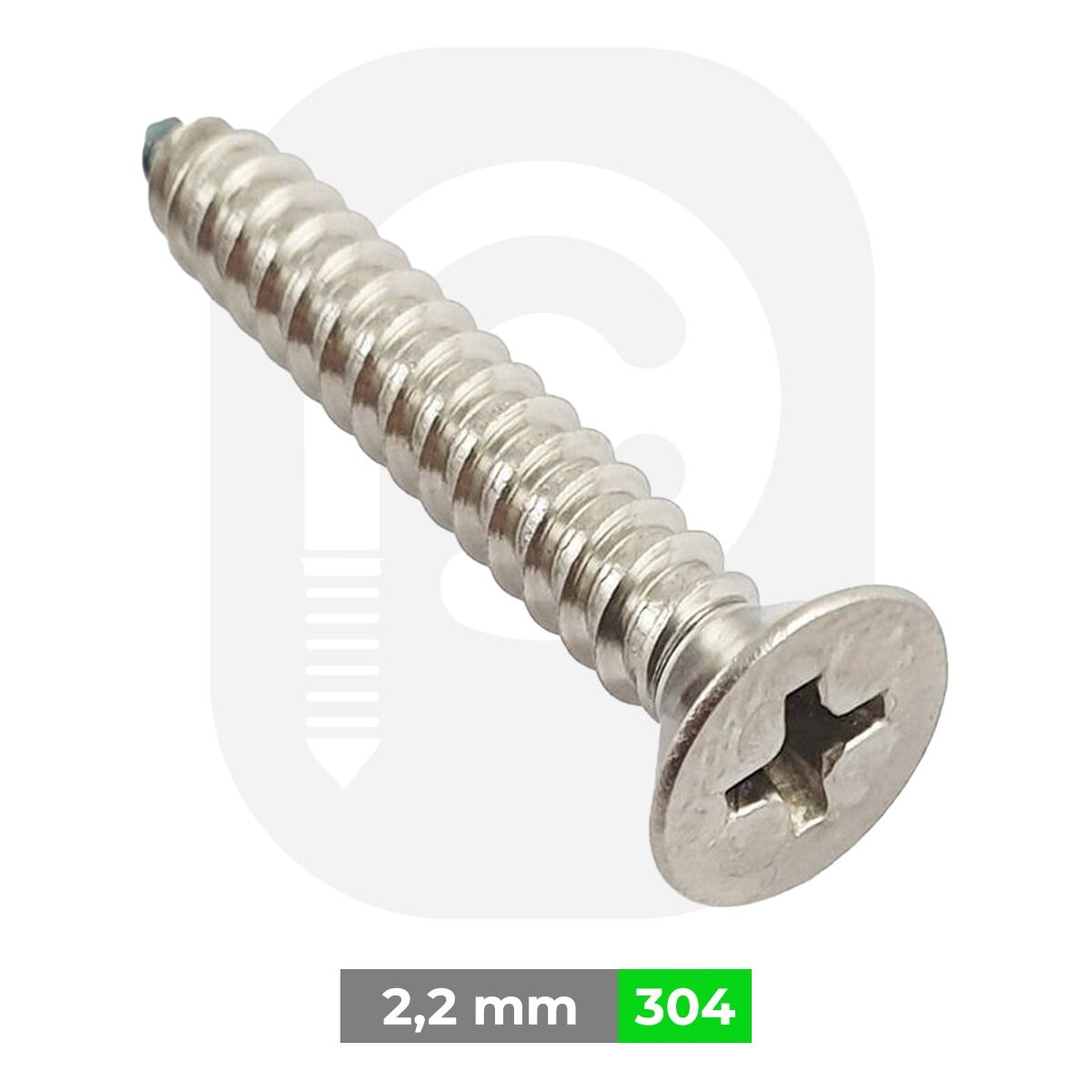 2,2 mm Paslanmaz Saç Vidası YHB A2 (DIN 7982) 2,2x6,5
