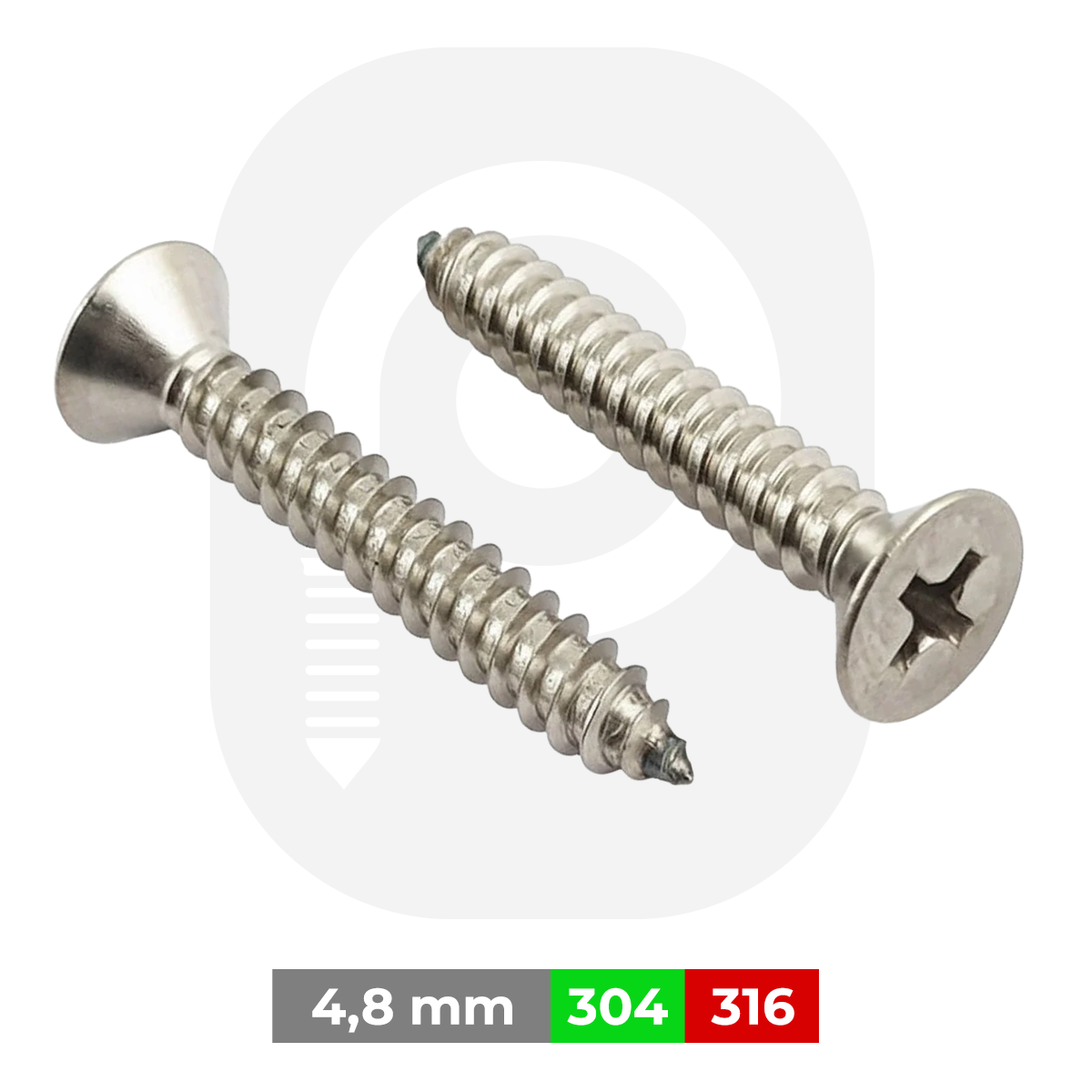 4,8 mm Paslanmaz (YHB) Saç Vidası (DIN 7982)