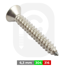 6,3 mm Paslanmaz (YHB) Saç Vidası (DIN 7982)