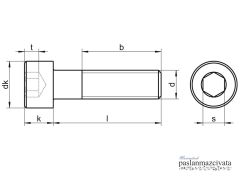 M5 Paslanmaz İmbus DIN912 A4 AISI 316 KALİTE - 5x90