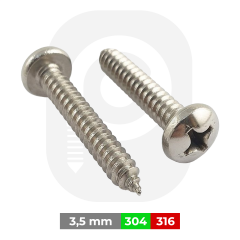 3,5 mm Paslanmaz (YSB) Saç Vidası (DIN 7981)