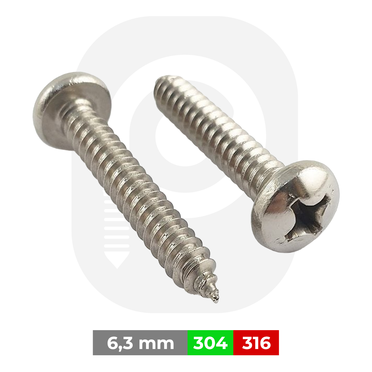 6,3 mm Paslanmaz (YSB) Saç Vidası (DIN 7981)