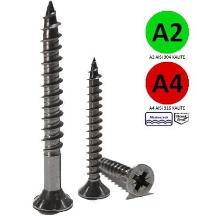 6mm Paslanmaz (YHB) Ahşap Vidası DIN7505