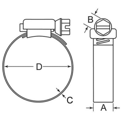 Paslanmaz W4 Ayarlı Hortum Kelepçeleri C Tipi (9mm)