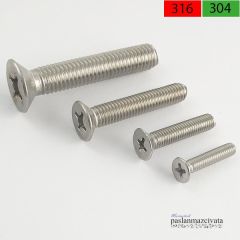 M5 Paslanmaz Yıldız Havşa Baş Vida Çeşitleri  DIN965 A4 AISI 316 KALİTE - 5x6