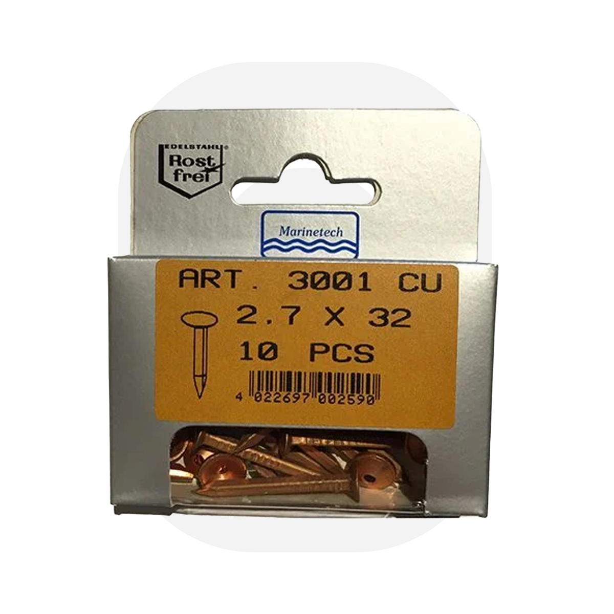 2,7 x 32 mm Bakır Çivi Pullu (10 Adet)