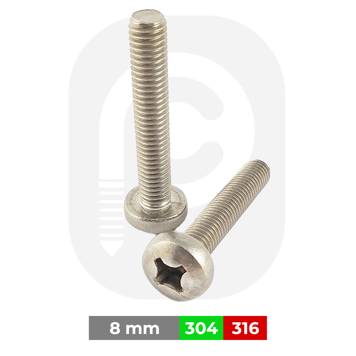 M8 Paslanmaz Yıldız Silindir Baş Vida  (DIN7985) A4 AISI 316 KALİTE - 8x20