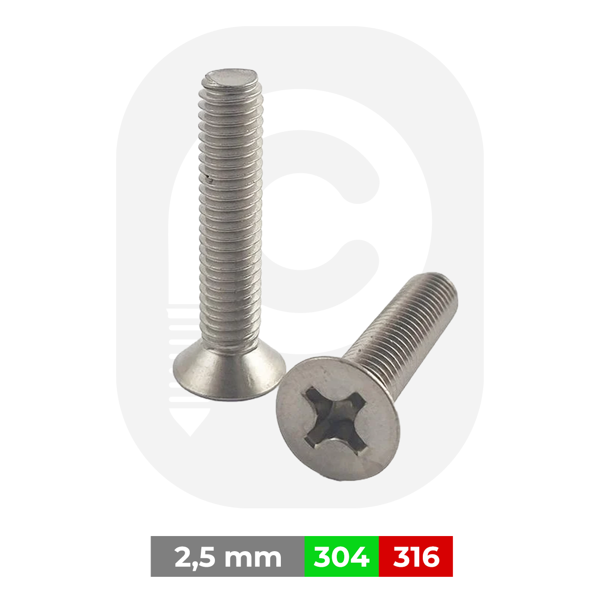 M2,5 Paslanmaz Yıldız Havşa Baş Vida (DIN 965)