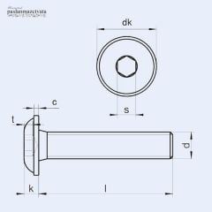 M3 Paslanmaz Pullu Bombe Baş İmbus  (ISO 7380-2)