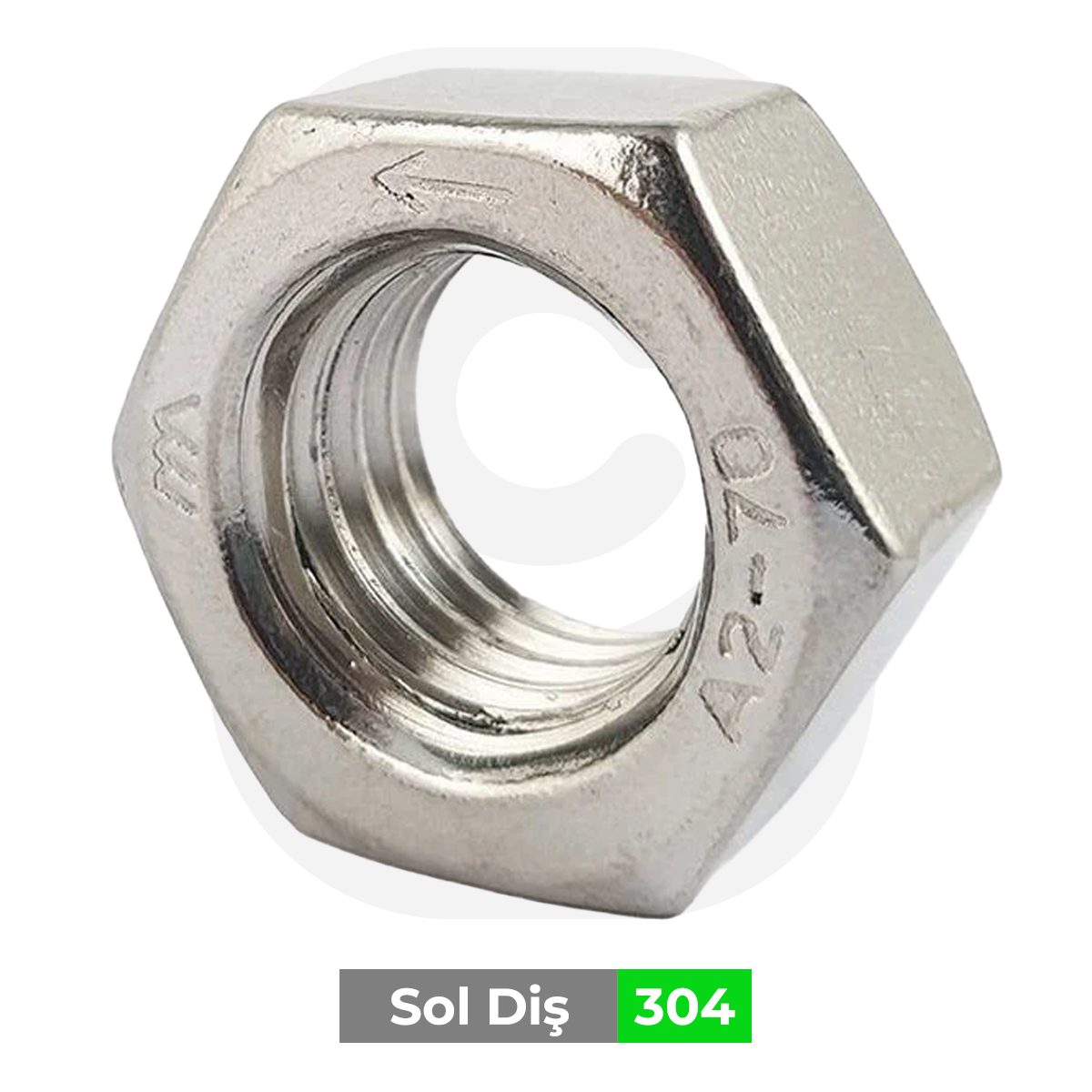 Paslanmaz Sol Diş Somun DIN934S