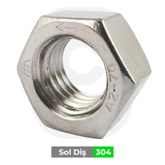Paslanmaz Sol Diş Somun DIN934S