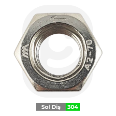 Paslanmaz Sol Diş Somun A2 (DIN 934 S)