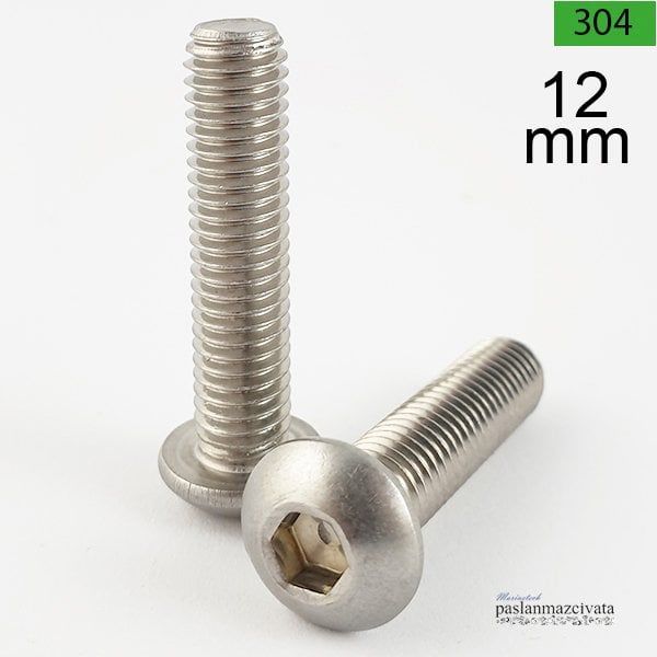 M12 Paslanmaz Bombe Baş Alyan  İmbus DIN7380 12x45