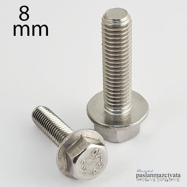 M8 Paslanmaz  Flanşlı Civata  DIN6921