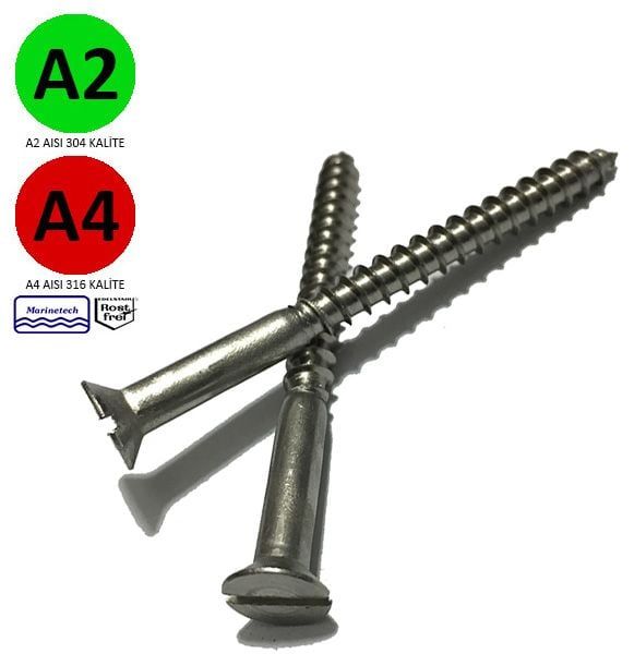 DIN 97 Yıldız Mercimek Baş Sunta Vidası 3 mm A2 AISI 304 KALİTE - 3x30