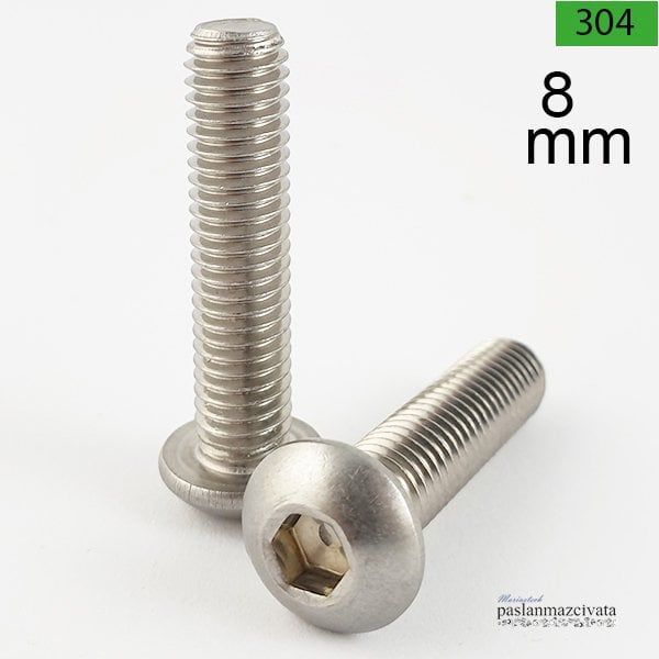 M8 Paslanmaz Bombe Baş Alyan  İmbus DIN7380 8x12