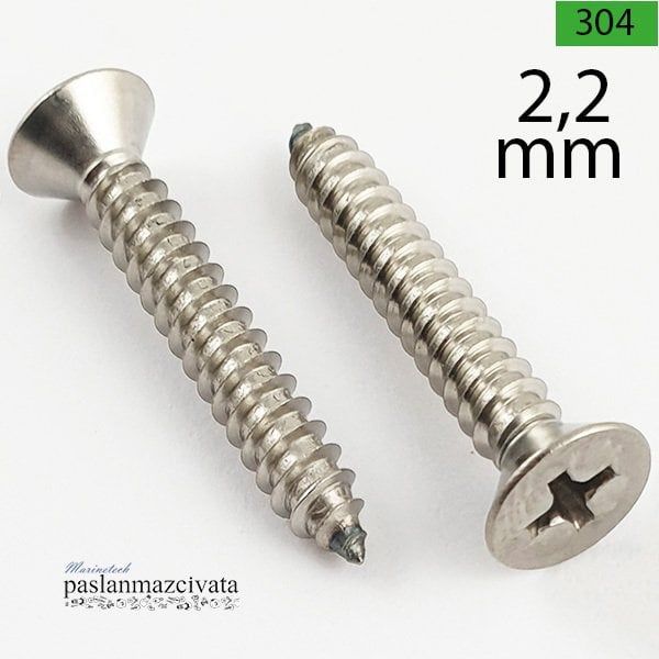 2,2 mm Paslanmaz (YHB) Saç Vidası DIN7982 2,2x13