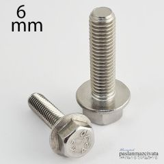 M6 Paslanmaz  Flanşlı Civata DIN6921 6x60