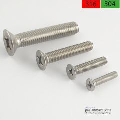 M8  Paslanmaz Yıldız Havşa Baş Vida (DIN 965) A2 AISI 304 KALİTE - 8x20