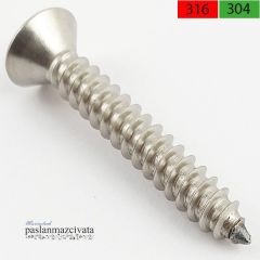 3,9 mm Paslanmaz (YHB) Saç Vidası (DIN 7982) A4 AISI 316 KALİTE - 3,9x22