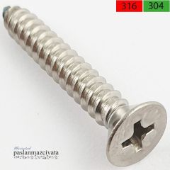 4,2 mm Paslanmaz (YHB) Saç Vidası DIN7982 A4 AISI 316 KALİTE - 4,2x16