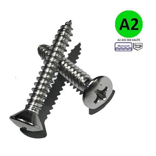 4,8 mm Paslanmaz (YMB) Baş Saç Vidası (DIN 7983) A4 AISI 316 KALİTE - 4,8x50