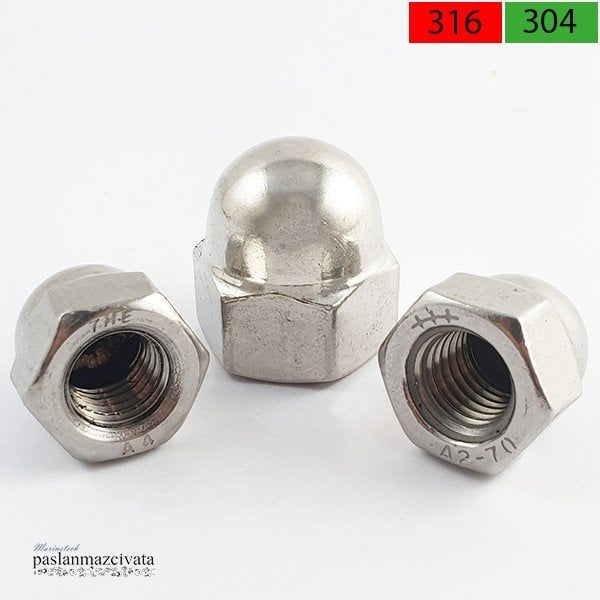 Paslanmaz Kör Somun Çeşitleri DIN1587 A4 AISI 316 KALİTE - M 10