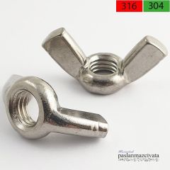 Paslanmaz Kelebek Somun DIN315 A2 AISI 304 KALİTE - M 12