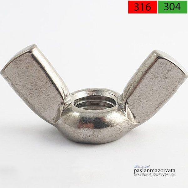 Paslanmaz Kelebek Somun DIN315 A4 AISI 316 KALİTE - M 16