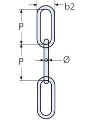 DIN 5685 Paslanmaz Uzun Bakla Zincir 3 mm