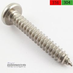5,5 mm  Paslanmaz (YSB) Saç Vidası (DIN 7981) A4 AISI 316 KALİTE - 5,5x19