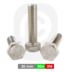 M20 Paslanmaz Civata Altıköşe Başlı (DIN933 / DIN931)