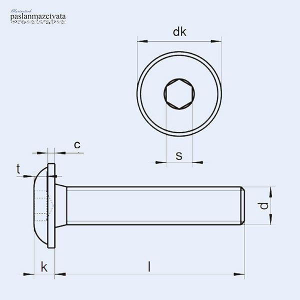 M4 Paslanmaz Pullu Bombe Baş İmbus  (ISO 7380-2) 4x12