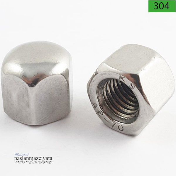 Paslanmaz 6 Köşe Yüksek Kör Somun DIN917 M 10