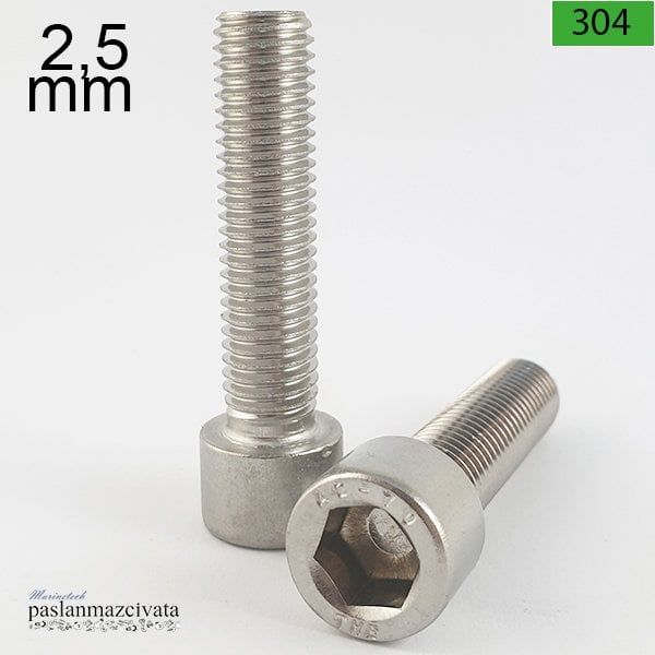 M2,5 Paslanmaz İmbus Civata (DIN 912) 2,5x5