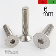 M6 Paslanmaz Havşa Baş İmbus DIN7991 A4 AISI 316 KALİTE - 6x60
