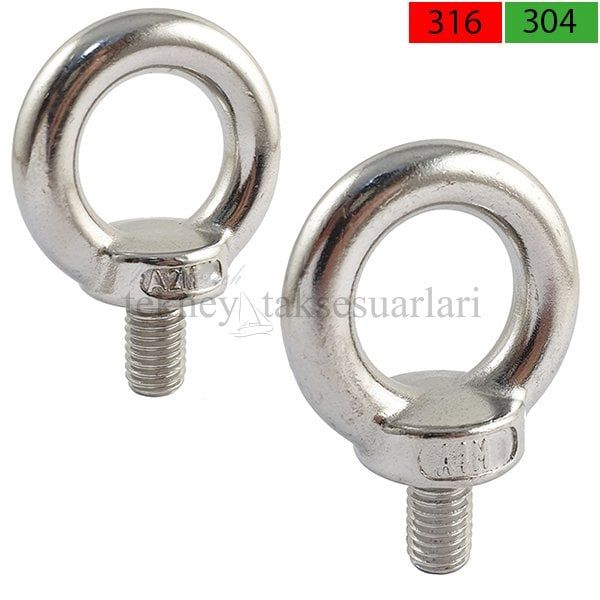 ERKEK MAPA CİVATA,ÇEŞİTLERİ DIN580 A2 AISI 304 KALİTE - M 8