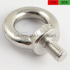 Erkek Mapa Civata, Çeşitleri (DIN580) A4 AISI 316 KALİTE - M 12