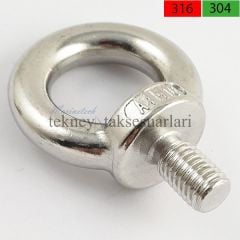 ERKEK MAPA CİVATA,ÇEŞİTLERİ DIN580 A4 AISI 316 KALİTE - M 8