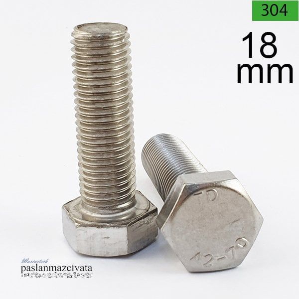 M18 Paslanmaz Civata DIN933 / DIN931 18x100