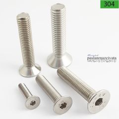 M12 Paslanmaz Havşa Baş Alyen Civata (DIN 7991) A2 AISI 304 KALİTE - 12x50