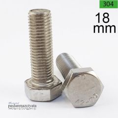 M18 Paslanmaz Civata Altıköşe Başlı (DIN933/DIN931) 18x60