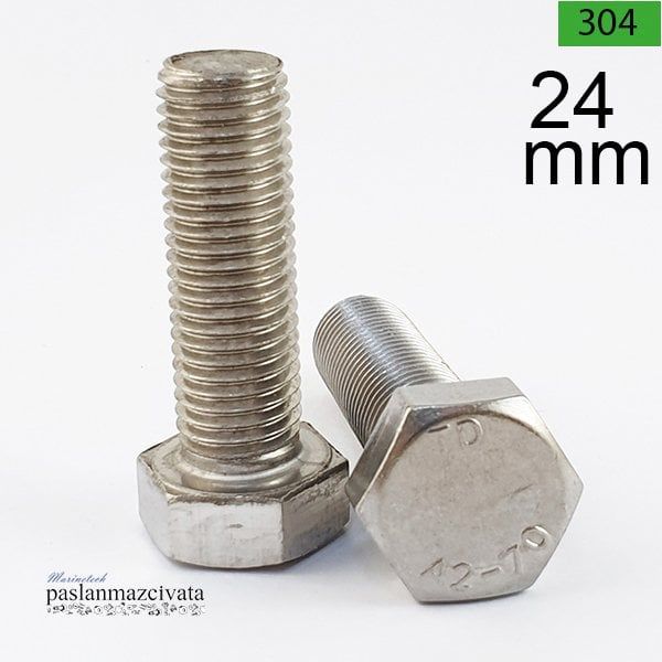 M24 Paslanmaz Civata Altıköşe Başlı (DIN933/DIN931) 24x150