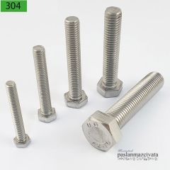 M24 Paslanmaz Civata Altıköşe Başlı (DIN933/DIN931) 24x80