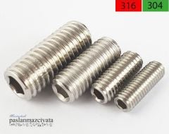 5mm Paslanmaz Setskur  DIN916 A2 AISI 304 KALİTE - 5x10
